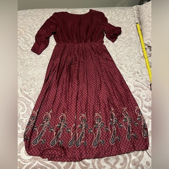 Vintage Eleanor Colton Women's Wine Silk Dress – Size 14 - Picture 8 of 11